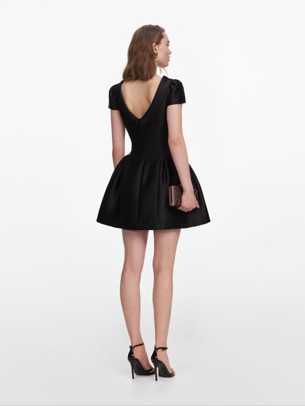 Self Portrait Black Taffeta Collared Mini Dress - Picture 3 of 14